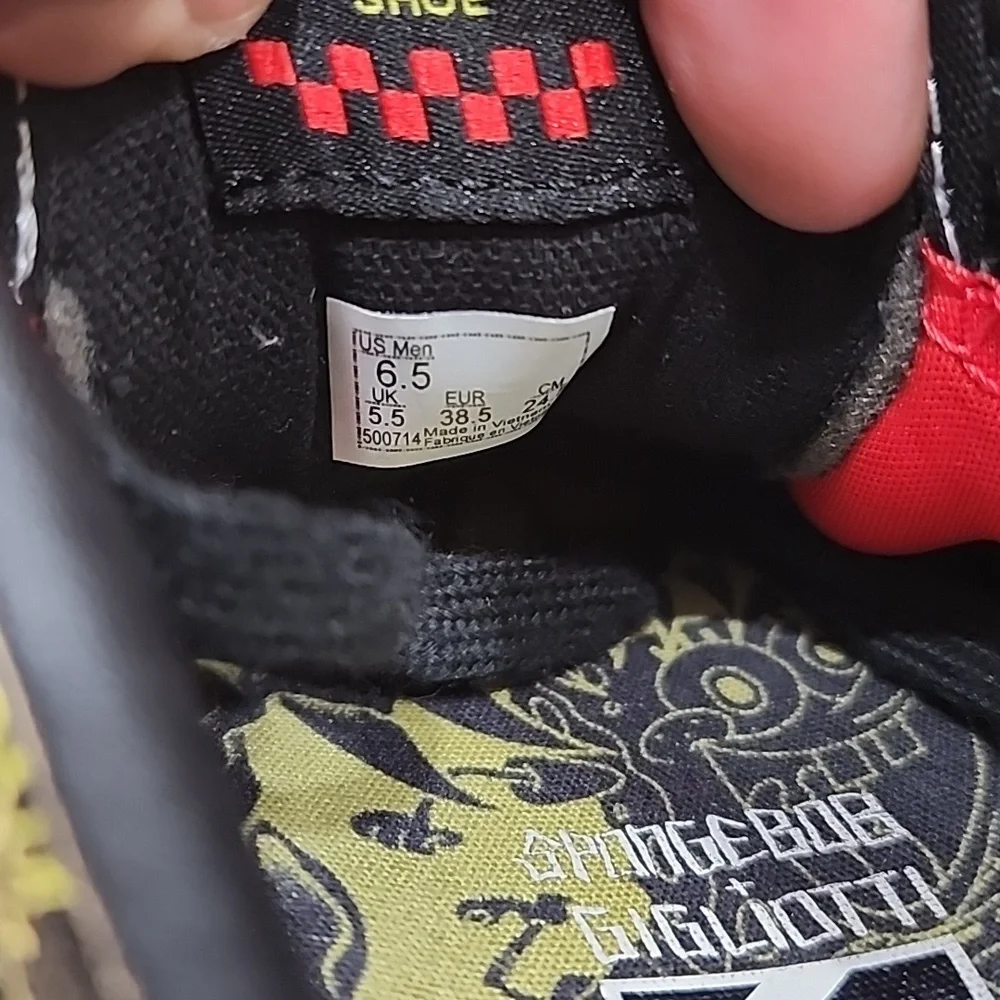 Vans SpongeBob Gigliotti Skate Shoe | Size: 6.5 Mens | Black & Yellow - Picture 7 of 8